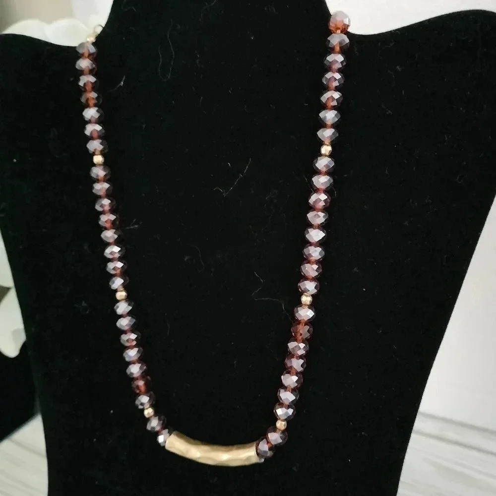 Jane Marie Topaz Natural Stone Beaded Necklace 16"